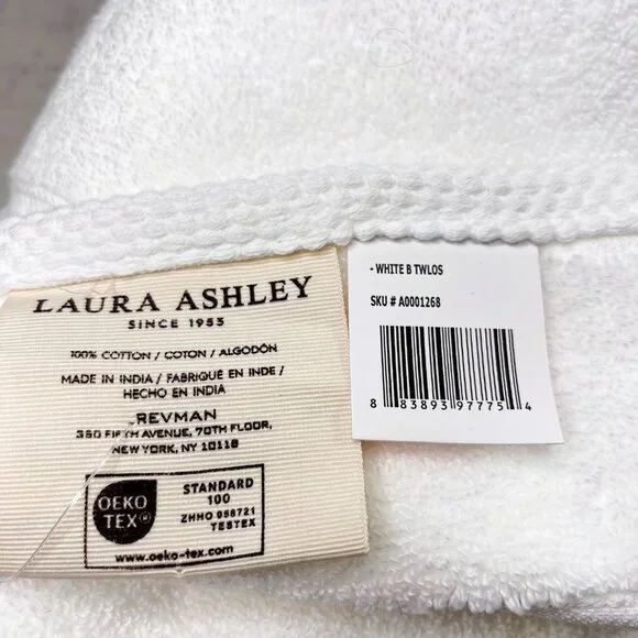 Laura Ashley 6Pc White Bows Bath Towels Set - Picture 6 of 7